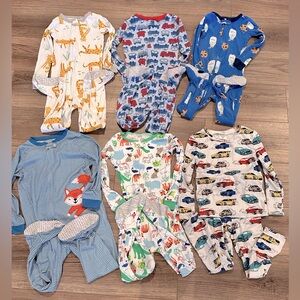 Bundle of Kids 5T Footed Zip Up Pajamas and One Cars Pajama Set